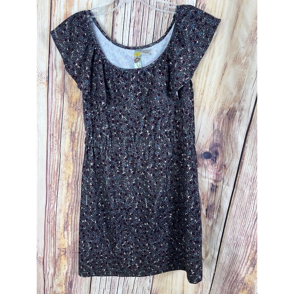 Mimi Chica Juniors Black Floral Dress Size XSmall Ruffled Hem Boho Off Shoulder